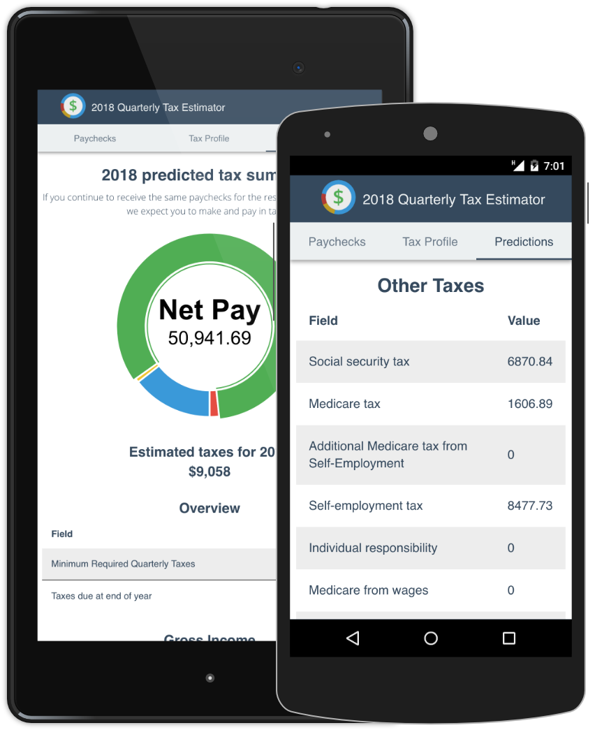 Estimate income and see a breakdown of taxes due screenshot